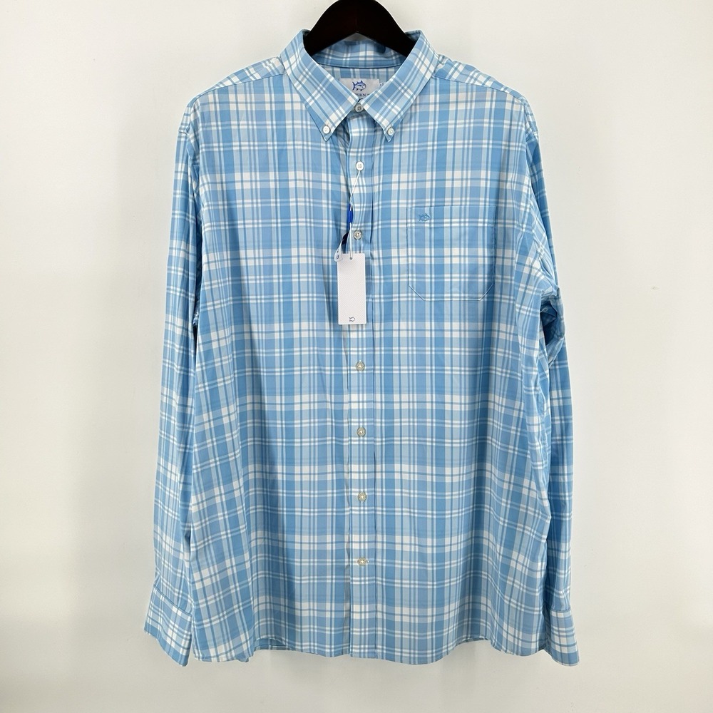 Southern Tide Intercoastal Palm Canyon Shirt Mens XXL Blue Plaid Performance NWT